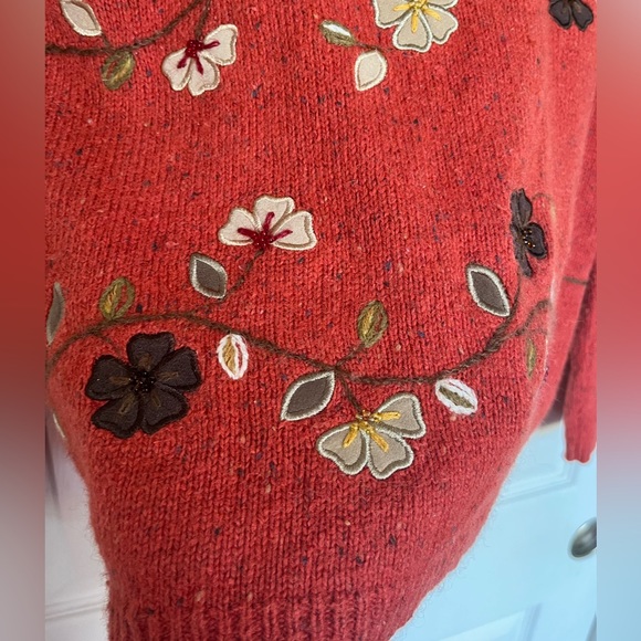 ALFRED DUNNER VINTAGE EMBROIDERED FLOWER BEADED AUTUMN SWEATER WOOL BLEND SZ PM - Picture 6 of 15